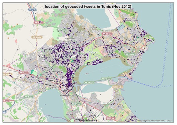 Tunis - Crowdmap of Tweets